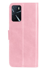 BASEY. Hoes Geschikt voor OPPO A16s Hoesje Bookcase Hoes Flip Case Book Cover - Hoesje Geschikt voor OPPO A16s Hoes Book Case Hoesje - Lichtroze