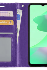 BASEY. Hoes Geschikt voor OPPO A16s Hoesje Bookcase Hoes Flip Case Book Cover - Hoesje Geschikt voor OPPO A16s Hoes Book Case Hoesje - Paars