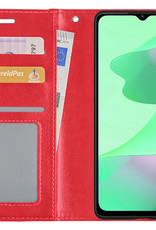 BASEY. Hoes Geschikt voor OPPO A16s Hoesje Bookcase Hoes Flip Case Book Cover - Hoesje Geschikt voor OPPO A16s Hoes Book Case Hoesje - Rood