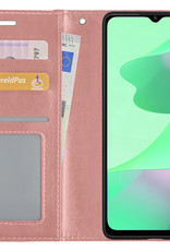 BASEY. Hoes Geschikt voor OPPO A16s Hoesje Bookcase Hoes Flip Case Book Cover - Hoesje Geschikt voor OPPO A16s Hoes Book Case Hoesje - Rosé goud