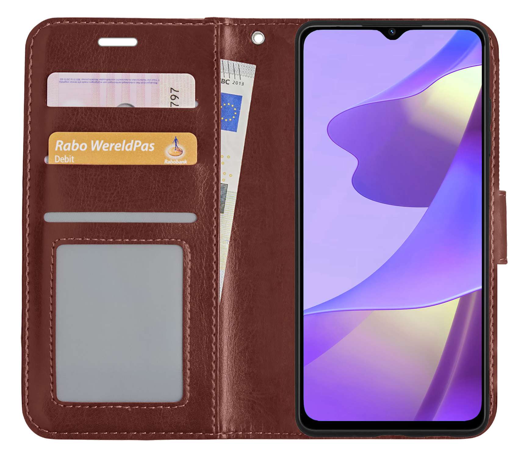 Nomfy Hoesje Geschikt voor OPPO A16s Hoes Bookcase Flipcase Book Cover - Hoes Geschikt voor OPPO A16s Hoesje Book Case - Bruin