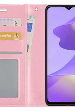 Nomfy Hoesje Geschikt voor OPPO A16s Hoes Bookcase Flipcase Book Cover - Hoes Geschikt voor OPPO A16s Hoesje Book Case - Lichtroze