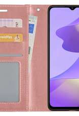 Nomfy Hoesje Geschikt voor OPPO A16s Hoes Bookcase Flipcase Book Cover - Hoes Geschikt voor OPPO A16s Hoesje Book Case - Rosé goud