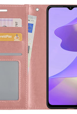Nomfy OPPO A16s Hoes Bookcase Rose Goud - Flipcase Rose Goud - OPPO A16s Book Cover - OPPO A16s Hoesje - Rose Goud