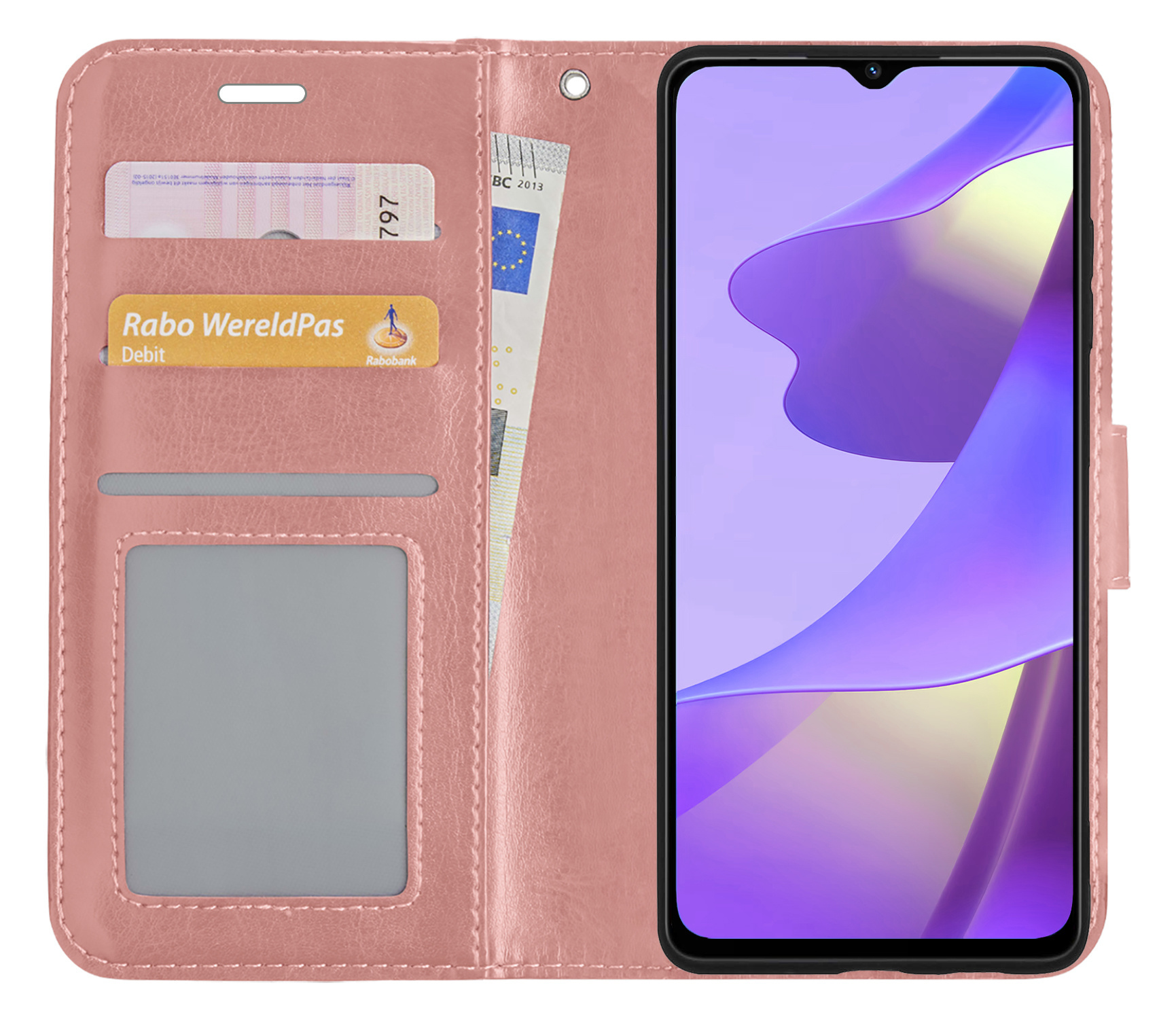 Nomfy OPPO A16s Hoes Bookcase Rose Goud - Flipcase Rose Goud - OPPO A16s Book Cover - OPPO A16s Hoesje - Rose Goud
