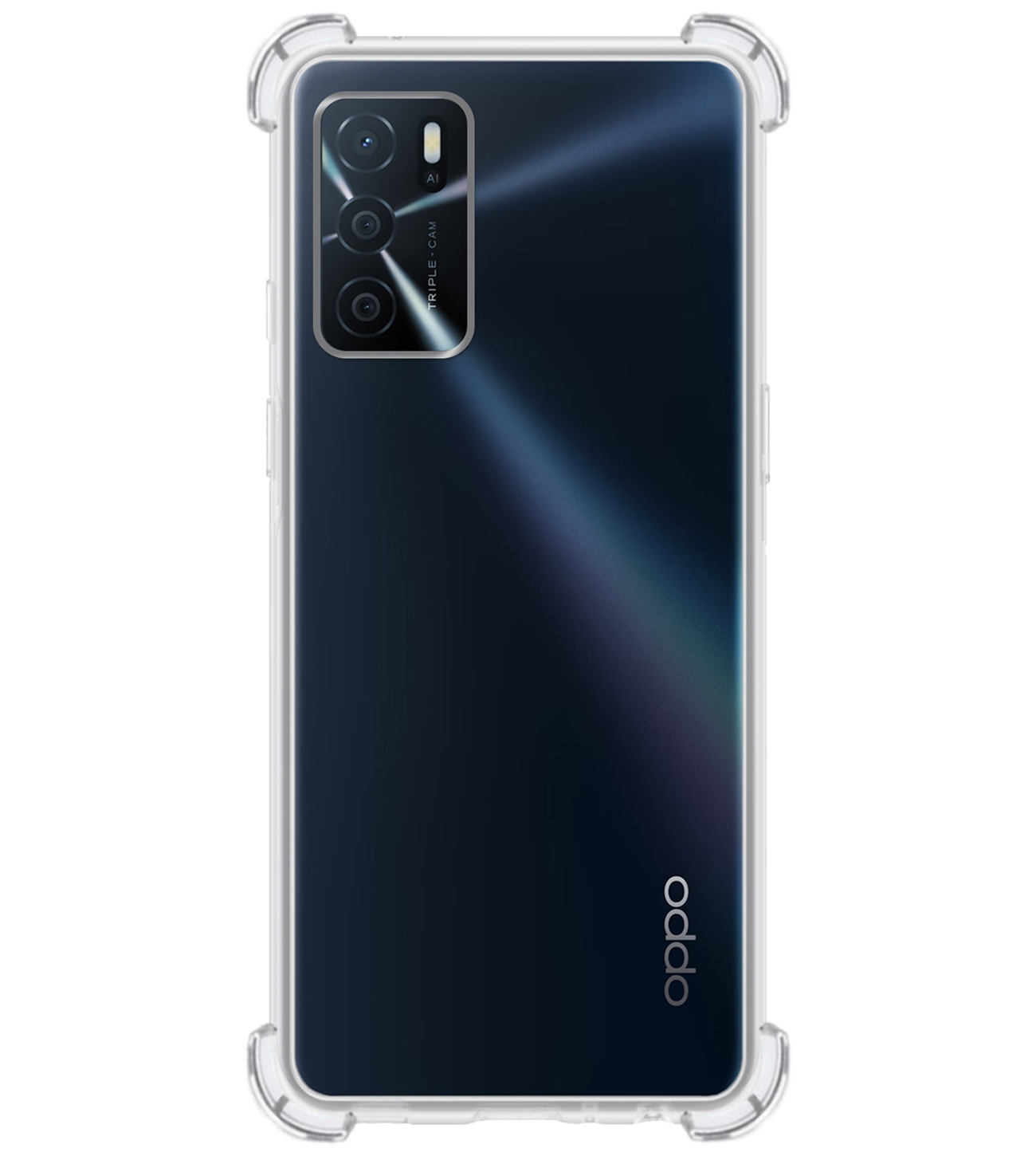 BASEY. OPPO A16s Hoesje Shock Proof Met Screenprotector Tempered Glass - OPPO A16s Screen Protector Beschermglas Hoes Shockproof - Transparant