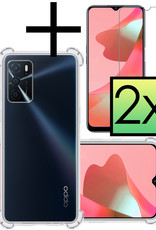 NoXx Hoes Geschikt voor OPPO A16s Hoesje Siliconen Cover Shock Proof Back Case Shockproof Hoes Met 2x Screenprotector - Transparant
