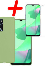 BASEY. Hoes Geschikt voor OPPO A16s Hoesje Siliconen Back Cover Case Met Screenprotector - Hoesje Geschikt voor OPPO A16s Hoes Cover Hoesje - Groen