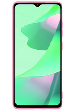 BASEY. Hoes Geschikt voor OPPO A16s Hoesje Siliconen Back Cover Case Met Screenprotector - Hoesje Geschikt voor OPPO A16s Hoes Cover Hoesje - Lichtroze