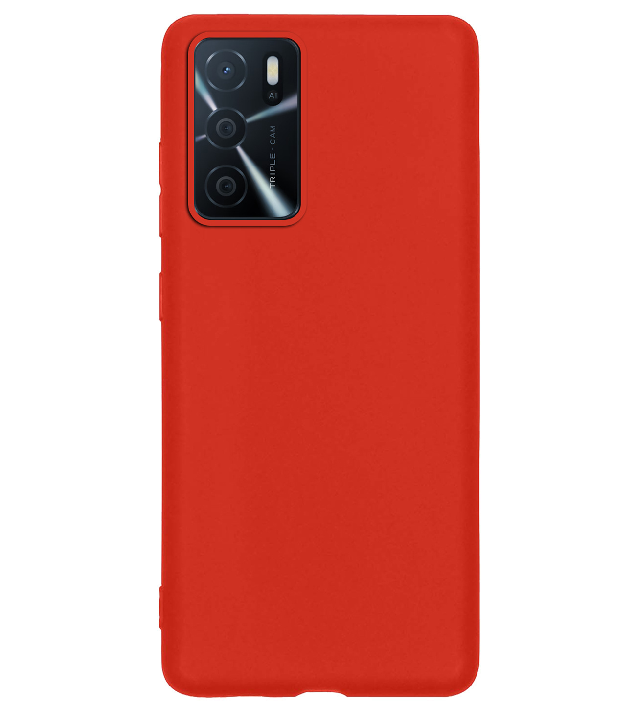 BASEY. Hoes Geschikt voor OPPO A16s Hoesje Siliconen Back Cover Case Met Screenprotector - Hoesje Geschikt voor OPPO A16s Hoes Cover Hoesje - Rood