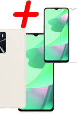 BASEY. Hoes Geschikt voor OPPO A16s Hoesje Siliconen Back Cover Case Met Screenprotector - Hoesje Geschikt voor OPPO A16s Hoes Cover Hoesje - Wit