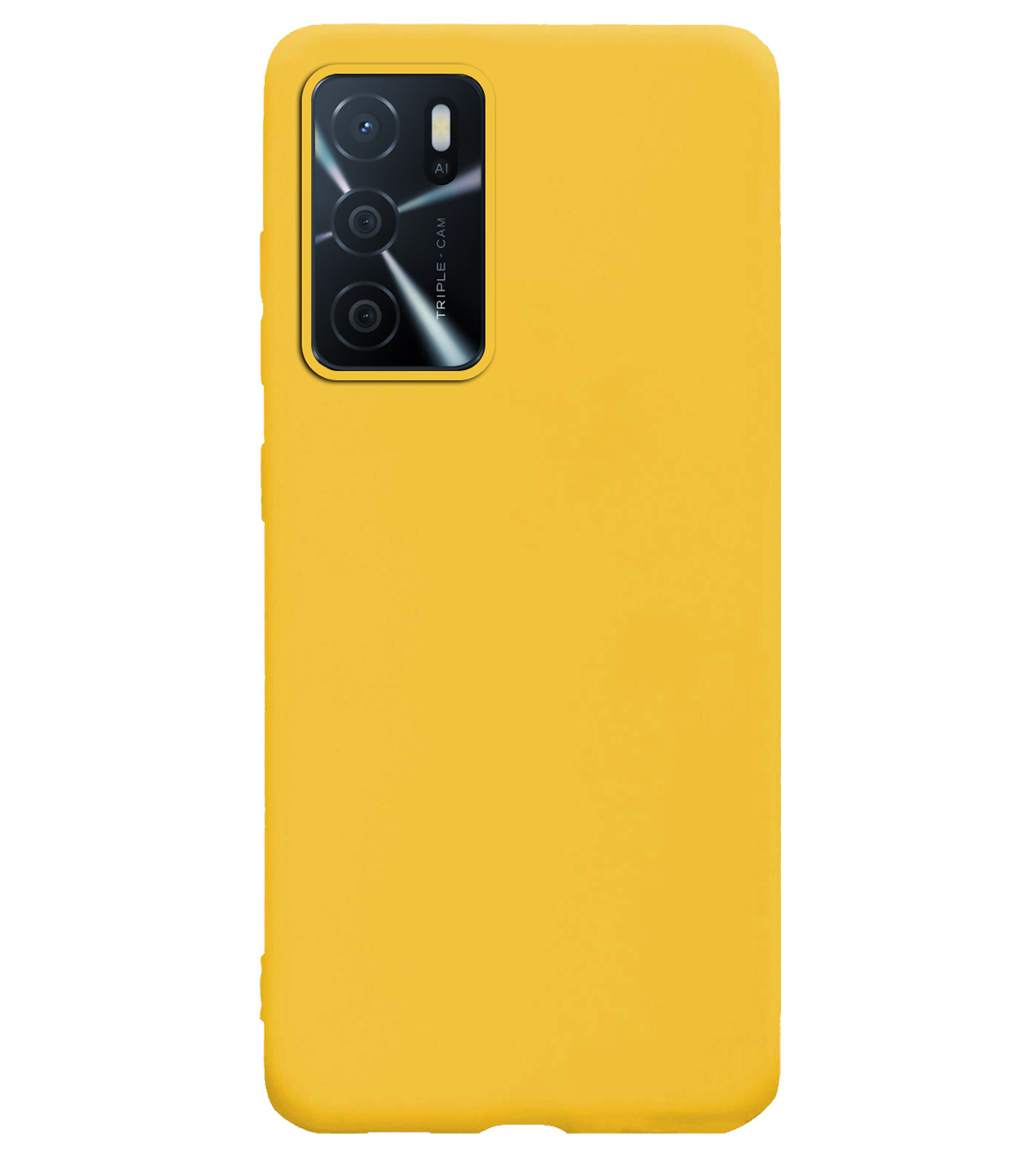 BASEY. Hoes Geschikt voor OPPO A16s Hoesje Siliconen Back Cover Case Met 2x Screenprotector - Hoesje Geschikt voor OPPO A16s Hoes Cover Hoesje - Geel
