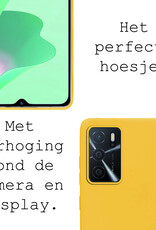 BASEY. Hoes Geschikt voor OPPO A16s Hoesje Siliconen Back Cover Case Met 2x Screenprotector - Hoesje Geschikt voor OPPO A16s Hoes Cover Hoesje - Geel