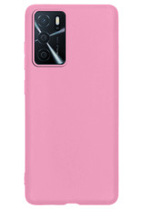 BASEY. Hoes Geschikt voor OPPO A16s Hoesje Siliconen Back Cover Case Met 2x Screenprotector - Hoesje Geschikt voor OPPO A16s Hoes Cover Hoesje - Lichtroze