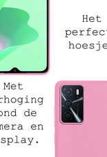 BASEY. Hoes Geschikt voor OPPO A16s Hoesje Siliconen Back Cover Case Met 2x Screenprotector - Hoesje Geschikt voor OPPO A16s Hoes Cover Hoesje - Lichtroze
