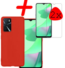 BASEY. BASEY. OPPO A16s Hoesje Siliconen Met 2x Screenprotector - Rood