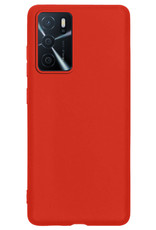 BASEY. Hoes Geschikt voor OPPO A16s Hoesje Siliconen Back Cover Case Met 2x Screenprotector - Hoesje Geschikt voor OPPO A16s Hoes Cover Hoesje - Rood