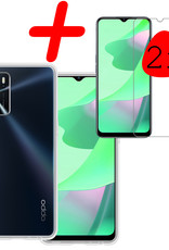BASEY. Hoes Geschikt voor OPPO A16s Hoesje Siliconen Back Cover Case Met 2x Screenprotector - Hoesje Geschikt voor OPPO A16s Hoes Cover Hoesje - Transparant