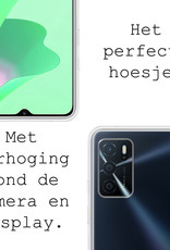 BASEY. Hoes Geschikt voor OPPO A16s Hoesje Siliconen Back Cover Case Met 2x Screenprotector - Hoesje Geschikt voor OPPO A16s Hoes Cover Hoesje - Transparant