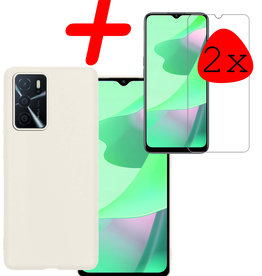 BASEY. BASEY. OPPO A16s Hoesje Siliconen Met 2x Screenprotector - Wit