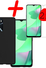 BASEY. Hoes Geschikt voor OPPO A16s Hoesje Siliconen Back Cover Case Met 2x Screenprotector - Hoesje Geschikt voor OPPO A16s Hoes Cover Hoesje - Zwart