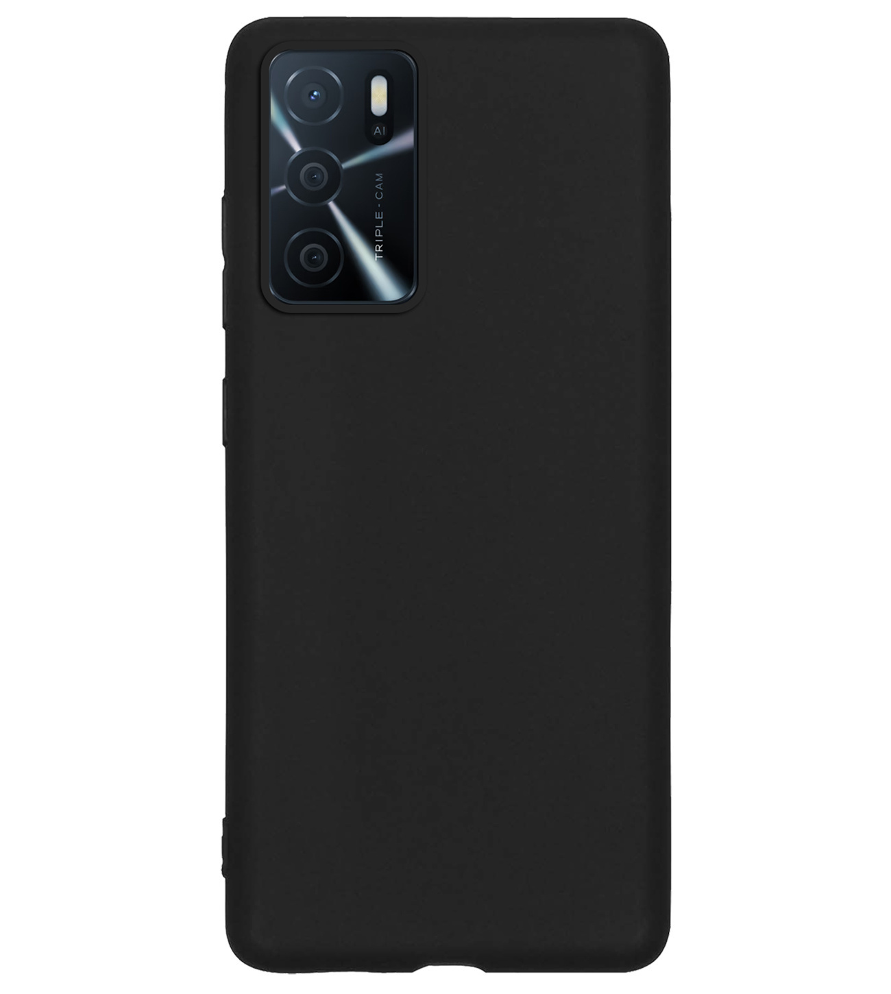 BASEY. Hoes Geschikt voor OPPO A16s Hoesje Siliconen Back Cover Case Met 2x Screenprotector - Hoesje Geschikt voor OPPO A16s Hoes Cover Hoesje - Zwart
