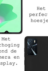 BASEY. Hoes Geschikt voor OPPO A16s Hoesje Siliconen Back Cover Case Met 2x Screenprotector - Hoesje Geschikt voor OPPO A16s Hoes Cover Hoesje - Zwart