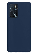 NoXx OPPO A16s Hoesje Back Cover Siliconen Case Hoes Met Screenprotector - Donkerblauw
