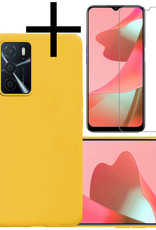 NoXx Hoes Geschikt voor OPPO A16s Hoesje Cover Siliconen Back Case Hoes Met Screenprotector - Geel
