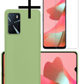 NoXx NoXx OPPO A16s Hoesje Siliconen Met Screenprotector - Groen