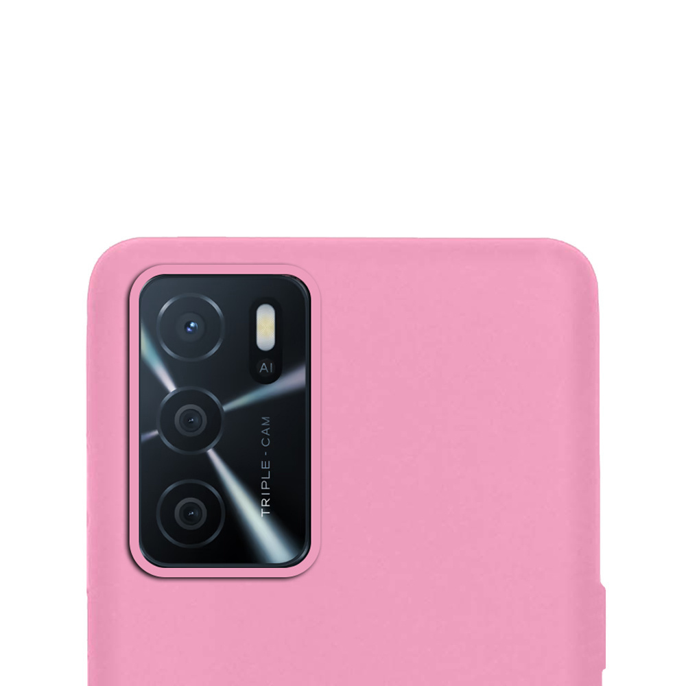 NoXx OPPO A16s Hoesje Back Cover Siliconen Case Hoes Met Screenprotector - Lichtroze
