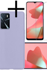 NoXx Hoes Geschikt voor OPPO A16s Hoesje Cover Siliconen Back Case Hoes Met Screenprotector - Lila