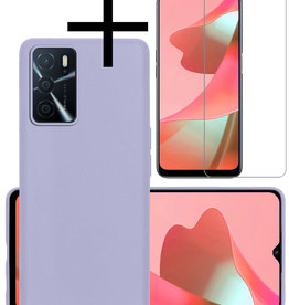 NoXx NoXx OPPO A16s Hoesje Siliconen Met Screenprotector - Lila