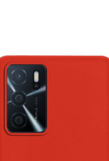 NoXx OPPO A16s Hoesje Back Cover Siliconen Case Hoes Met Screenprotector - Rood