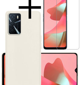 NoXx NoXx OPPO A16s Hoesje Siliconen Met Screenprotector - Wit