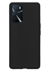 NoXx Hoes Geschikt voor OPPO A16s Hoesje Cover Siliconen Back Case Hoes Met Screenprotector - Zwart