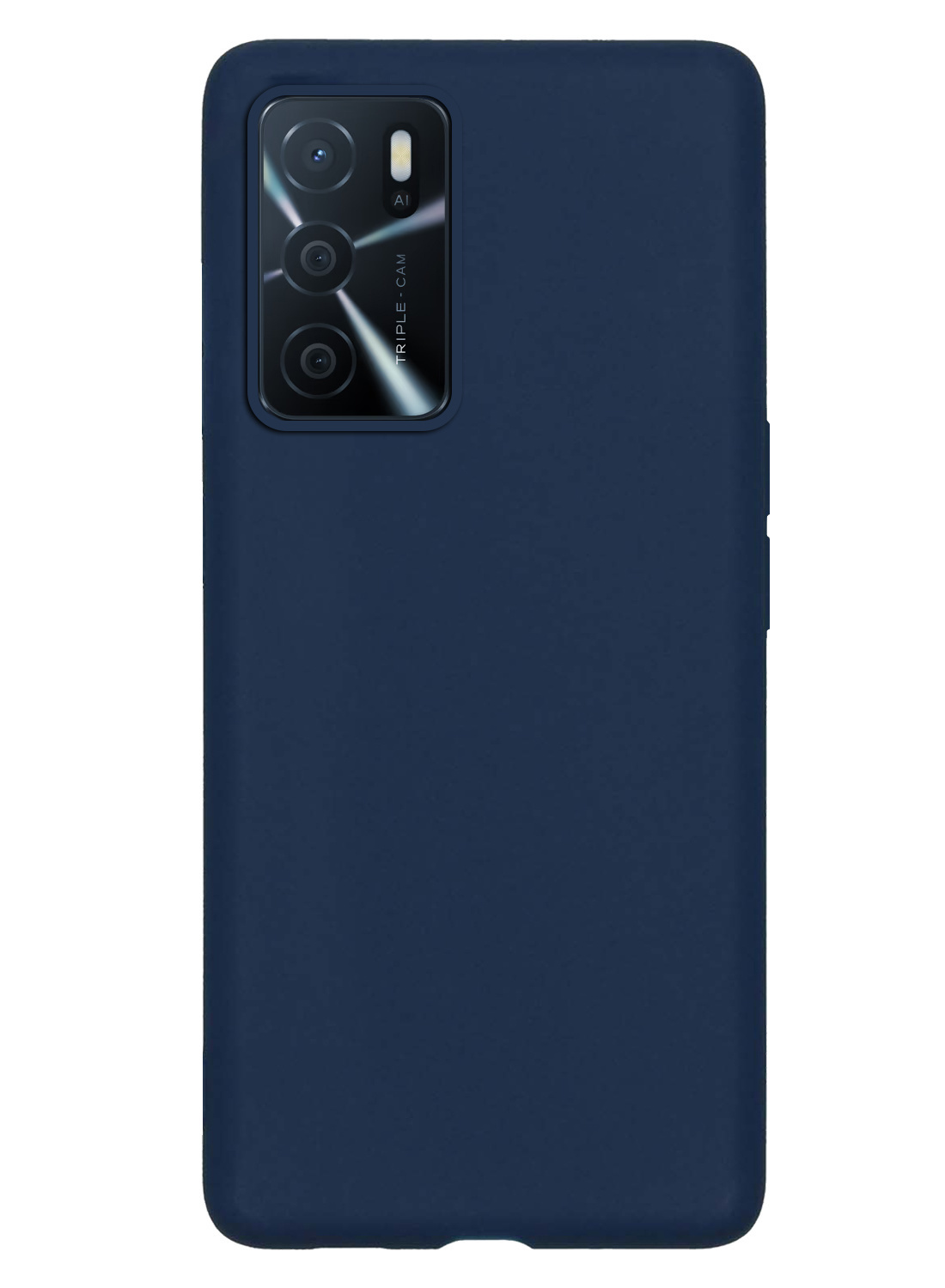 NoXx OPPO A16s Hoesje Back Cover Siliconen Case Hoes Met 2x Screenprotector - Donkerblauw