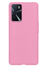NoXx Hoes Geschikt voor OPPO A16s Hoesje Cover Siliconen Back Case Hoes Met 2x Screenprotector - Roze