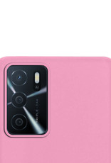 NoXx Hoes Geschikt voor OPPO A16s Hoesje Cover Siliconen Back Case Hoes Met 2x Screenprotector - Roze