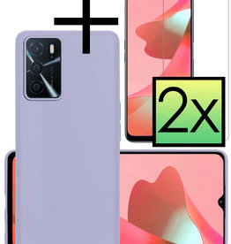 NoXx NoXx OPPO A16s Hoesje Siliconen Met 2x Screenprotector - Lila
