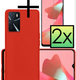 NoXx NoXx OPPO A16s Hoesje Siliconen Met 2x Screenprotector - Rood