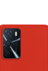 NoXx Hoes Geschikt voor OPPO A16s Hoesje Cover Siliconen Back Case Hoes Met 2x Screenprotector - Rood