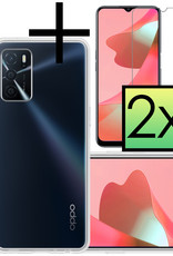 NoXx Hoes Geschikt voor OPPO A16s Hoesje Cover Siliconen Back Case Hoes Met 2x Screenprotector - Transparant