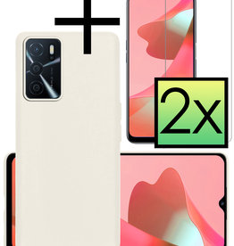 NoXx NoXx OPPO A16s Hoesje Siliconen Met 2x Screenprotector - Wit