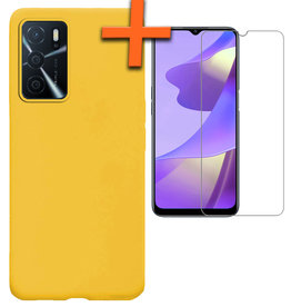 Nomfy Nomfy OPPO A16s Hoesje Siliconen Met Screenprotector - Geel