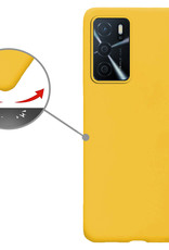 Nomfy Hoesje Geschikt voor OPPO A16s Hoesje Siliconen Cover Case Met Screenprotector - Hoes Geschikt voor OPPO A16s Hoes Back Case - Geel