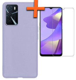 Nomfy Nomfy OPPO A16s Hoesje Siliconen Met Screenprotector - Lila