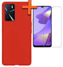 Nomfy Nomfy OPPO A16s Hoesje Siliconen Met Screenprotector - Rood