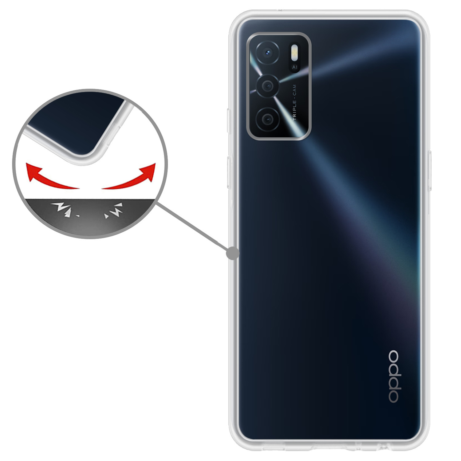 Nomfy Hoesje Geschikt voor OPPO A16s Hoesje Siliconen Cover Case Met Screenprotector - Hoes Geschikt voor OPPO A16s Hoes Back Case - Transparant