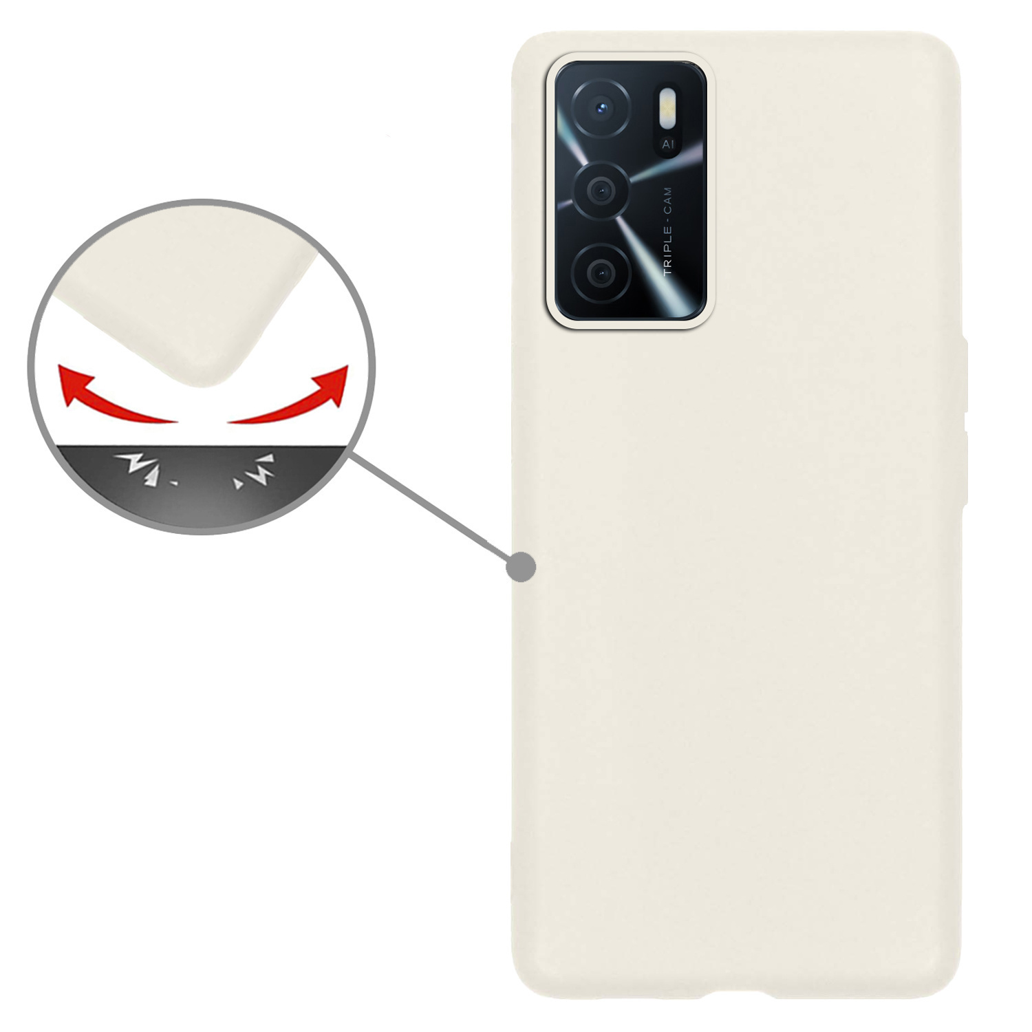 Nomfy Hoesje Geschikt voor OPPO A16s Hoesje Siliconen Cover Case Met Screenprotector - Hoes Geschikt voor OPPO A16s Hoes Back Case - Wit